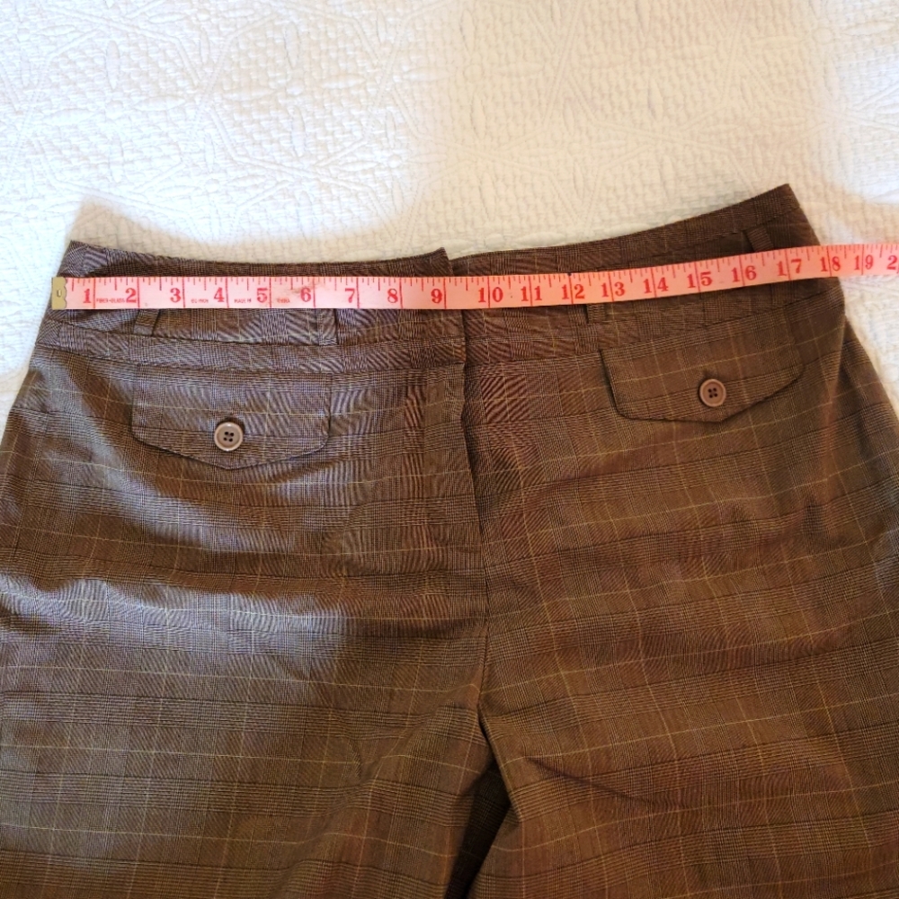 Larry Levine Stretch Women's Wide Plaid Leg Pants Color Brown Size 14 NWOT - Picture 10 of 12
